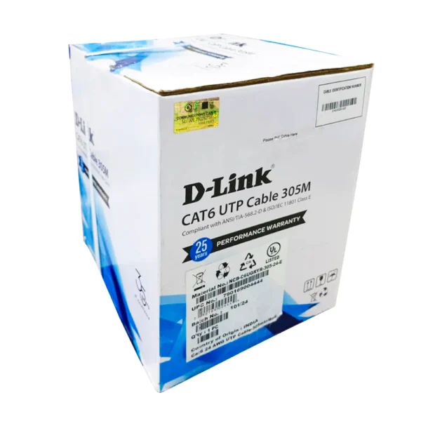 كابل نت وورك دى لينك 305 متر Cat6 UTP - رمادي