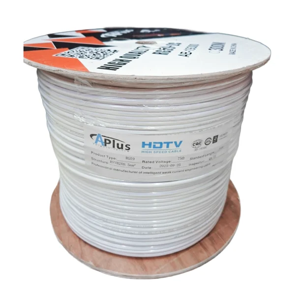 APLUS-AB-19300-Coaxial-Cable-RG59-300M-White