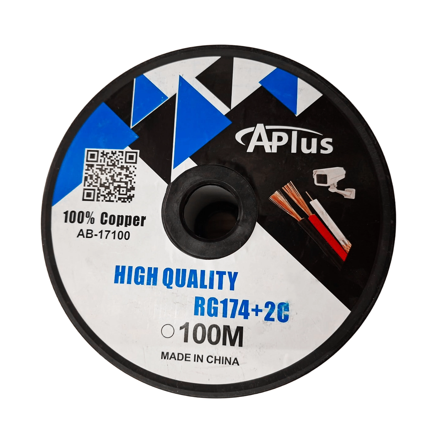 APlus AB-17100 Coaxial Cable RG174 100M - White كابل كاميرا باور + داتا ايه بلس RG174 AB-17100 رمادي 100 متر | APlus AB 17100 Coaxial Cable RG174 100M White 1