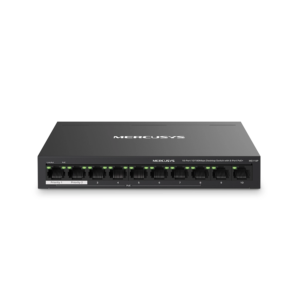 MERCUSYS-MS110P-10-Port-10100Mbps-Desktop-Switch-with-8-Port-PoE-alfath-technology