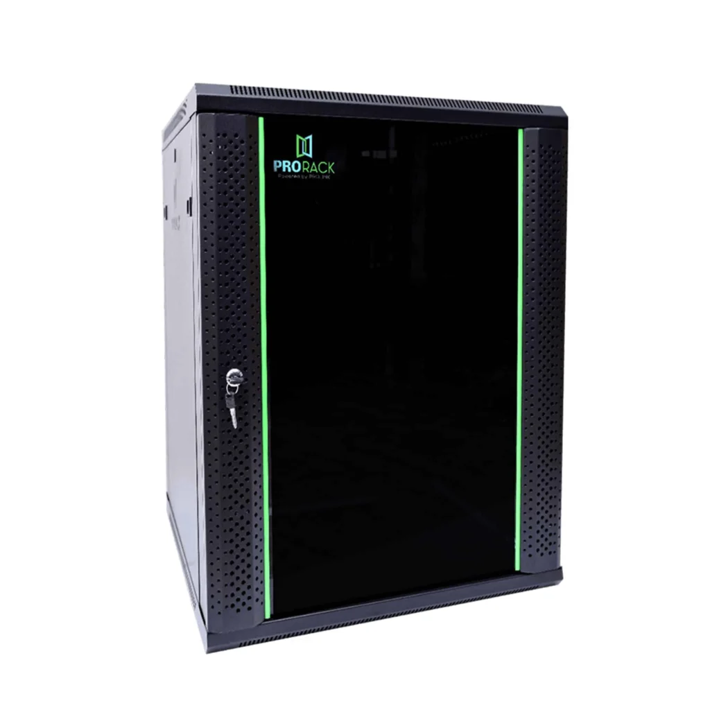 ProRack-PR-W6615-15U-60×60cm-Wall-Mount-Rack-with-Glass-Door-Fan-Shelf-and-6-Outlet-PDU-alfath-technology