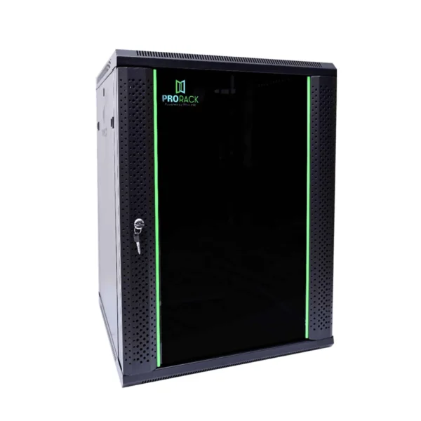 ProRack-PR-W6615-15U-60×60cm-Wall-Mount-Rack-with-Glass-Door-Fan-Shelf-and-6-Outlet-PDU-alfath-technology