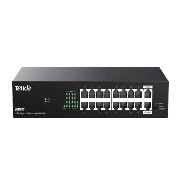 Tenda-SG118PC-18-Port-Gigabit-Unmanaged-PoE-Switch-with-16-Port-PoE-140W-alfath-technology
